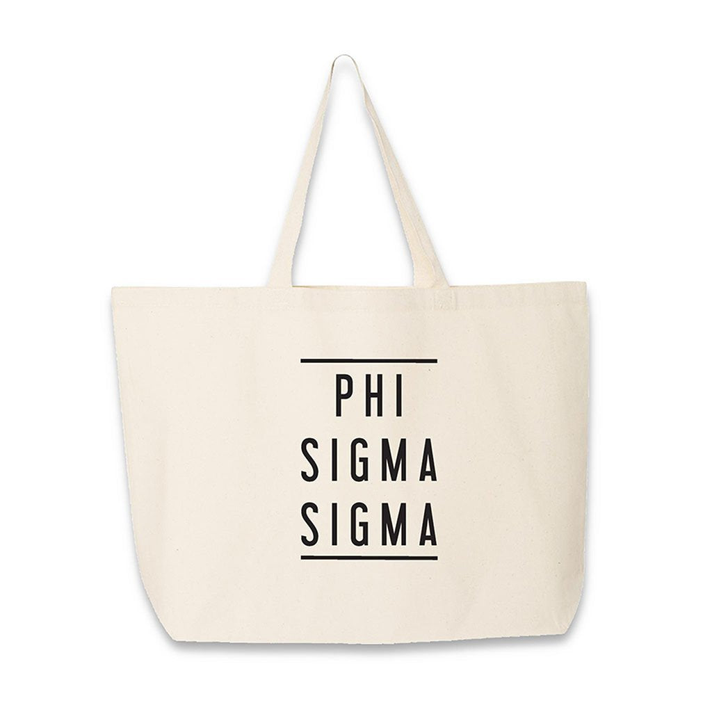  Phi Sigma Sigma printed on a natural cotton canvas tote