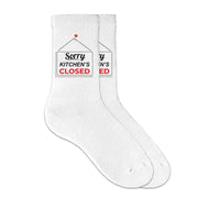 White crew socks digitally printed with original pickleball design for the pickleball lover designed by sockprints.