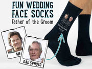 Custom printed wedding socks for the father of the groom.
