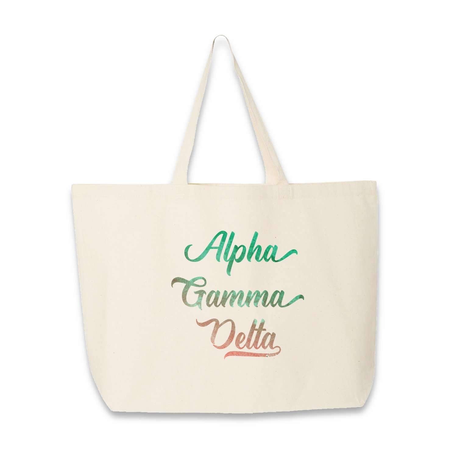 Alpha Gamma Delta custom printed on canvas tote bag