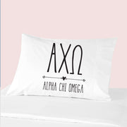 Sorority name and letters custom printed on pillowcase.