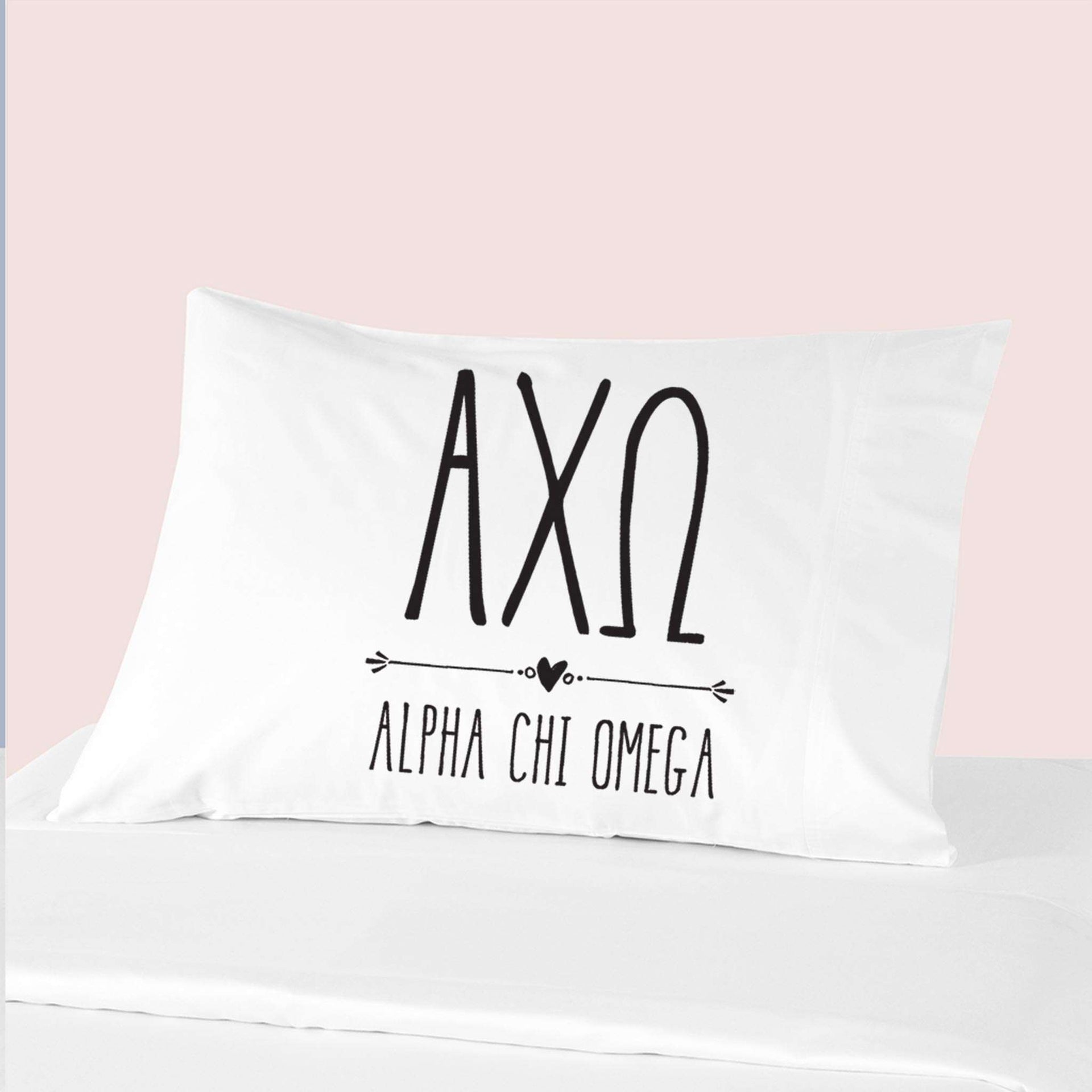 Sorority name and letters custom printed on pillowcase.