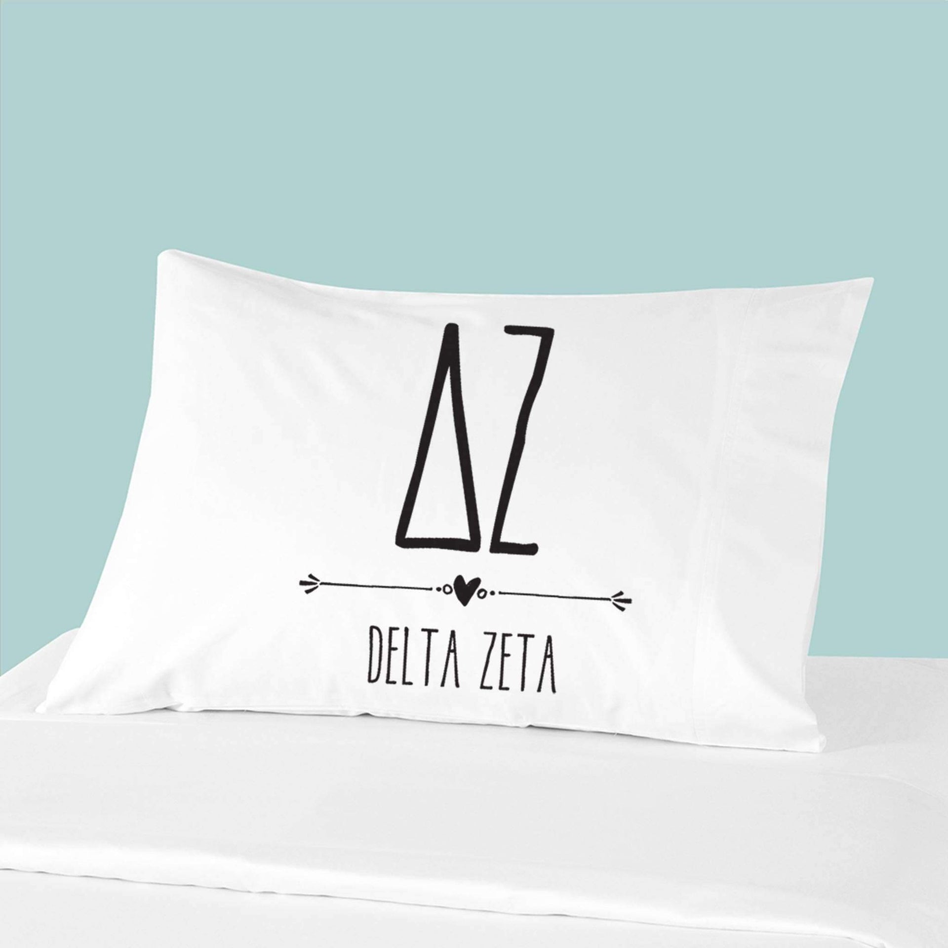 Sorority name and letters custom printed on pillowcase.
