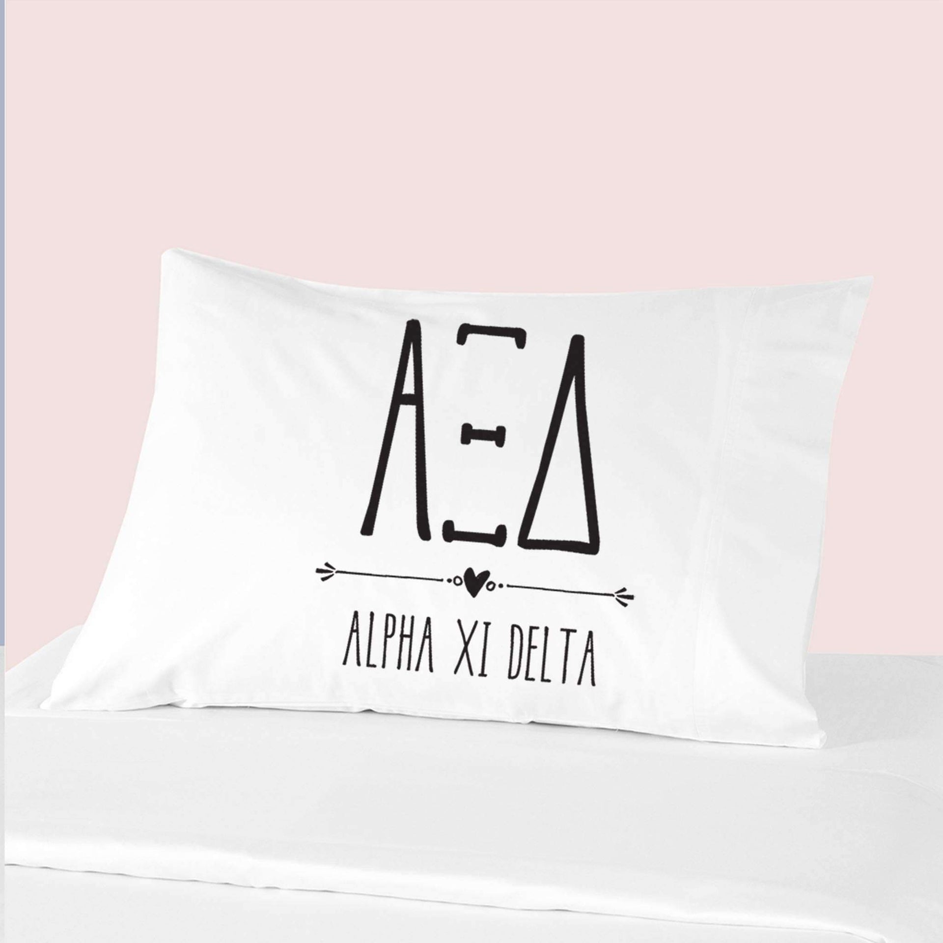 Sorority name and letters custom printed on pillowcase.
