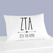 Sorority name and letters custom printed on pillowcase.
