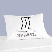 Sorority name and letters custom printed on pillowcase.
