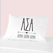 Sorority name and letters custom printed on pillowcase.
