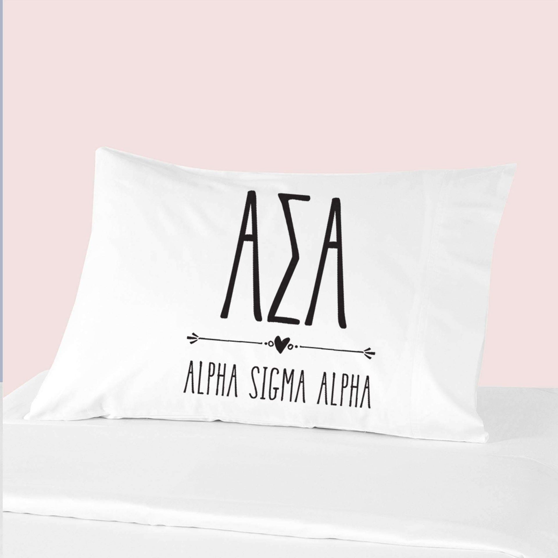 Sorority name and letters custom printed on pillowcase.