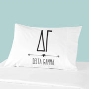 Sorority name and letters custom printed on pillowcase.