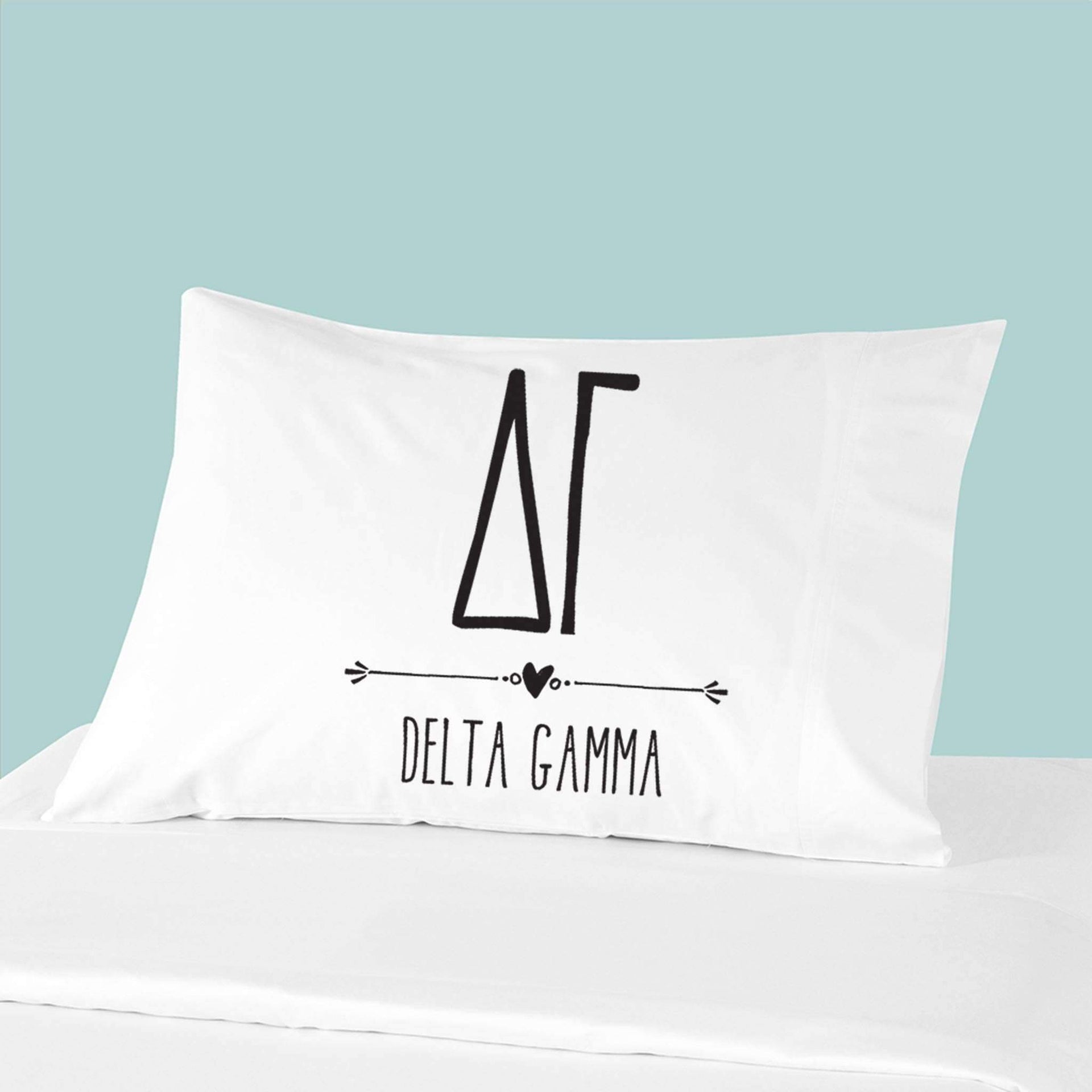 Sorority name and letters custom printed on pillowcase.