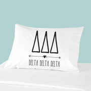 Sorority name and letters custom printed on pillowcase.