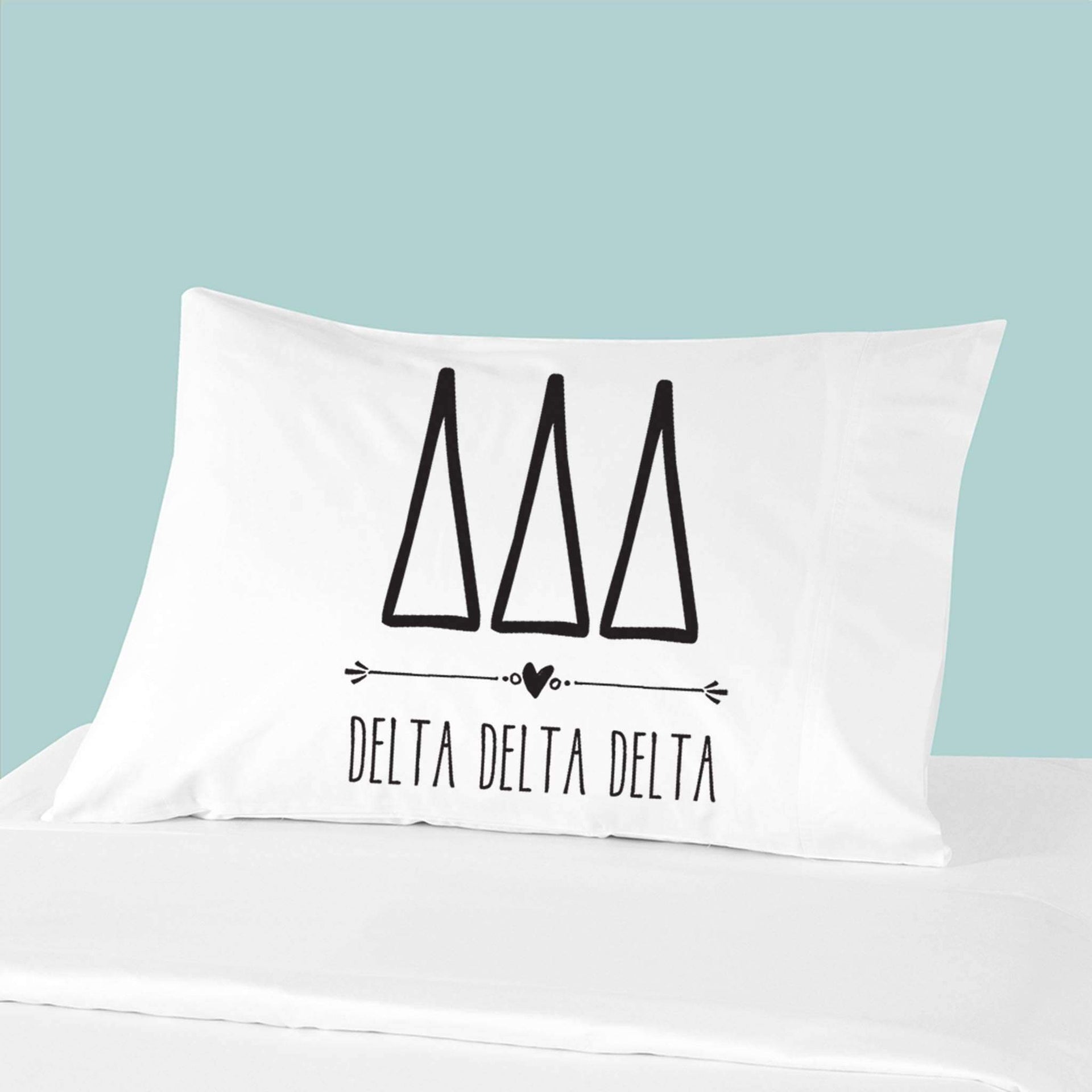 Sorority name and letters custom printed on pillowcase.