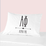 Sorority name and letters custom printed on pillowcase.