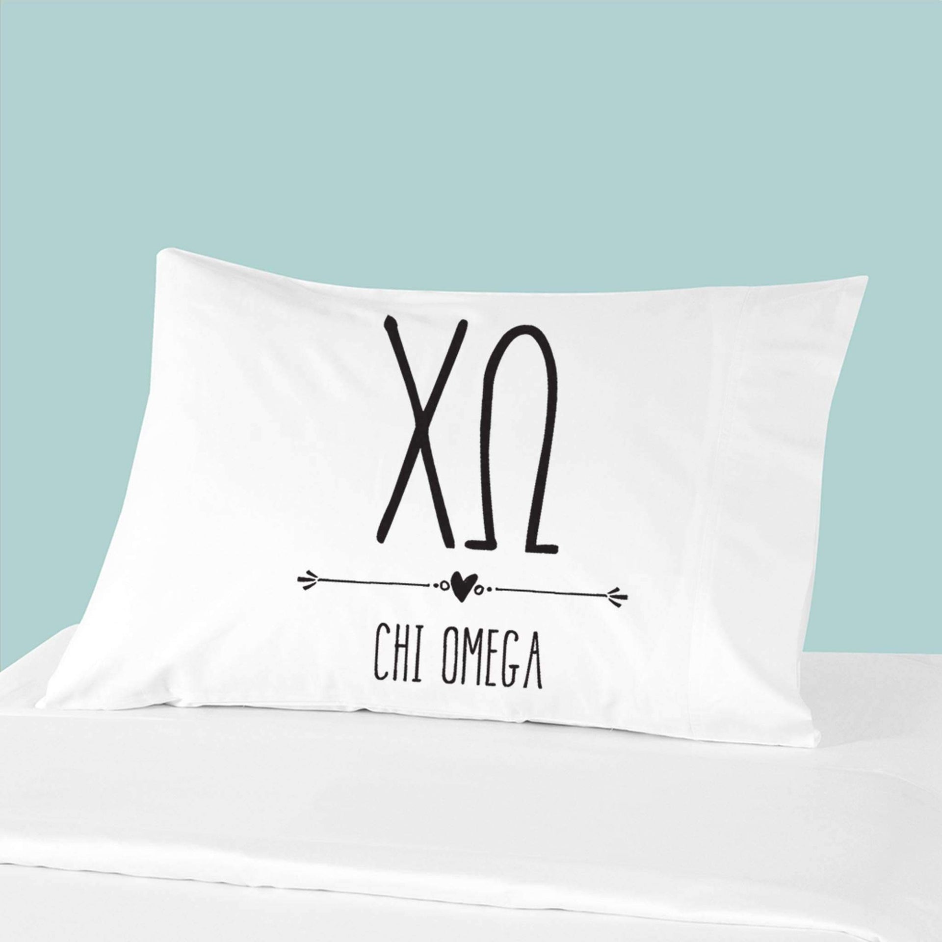 Sorority name and letters custom printed on pillowcase.