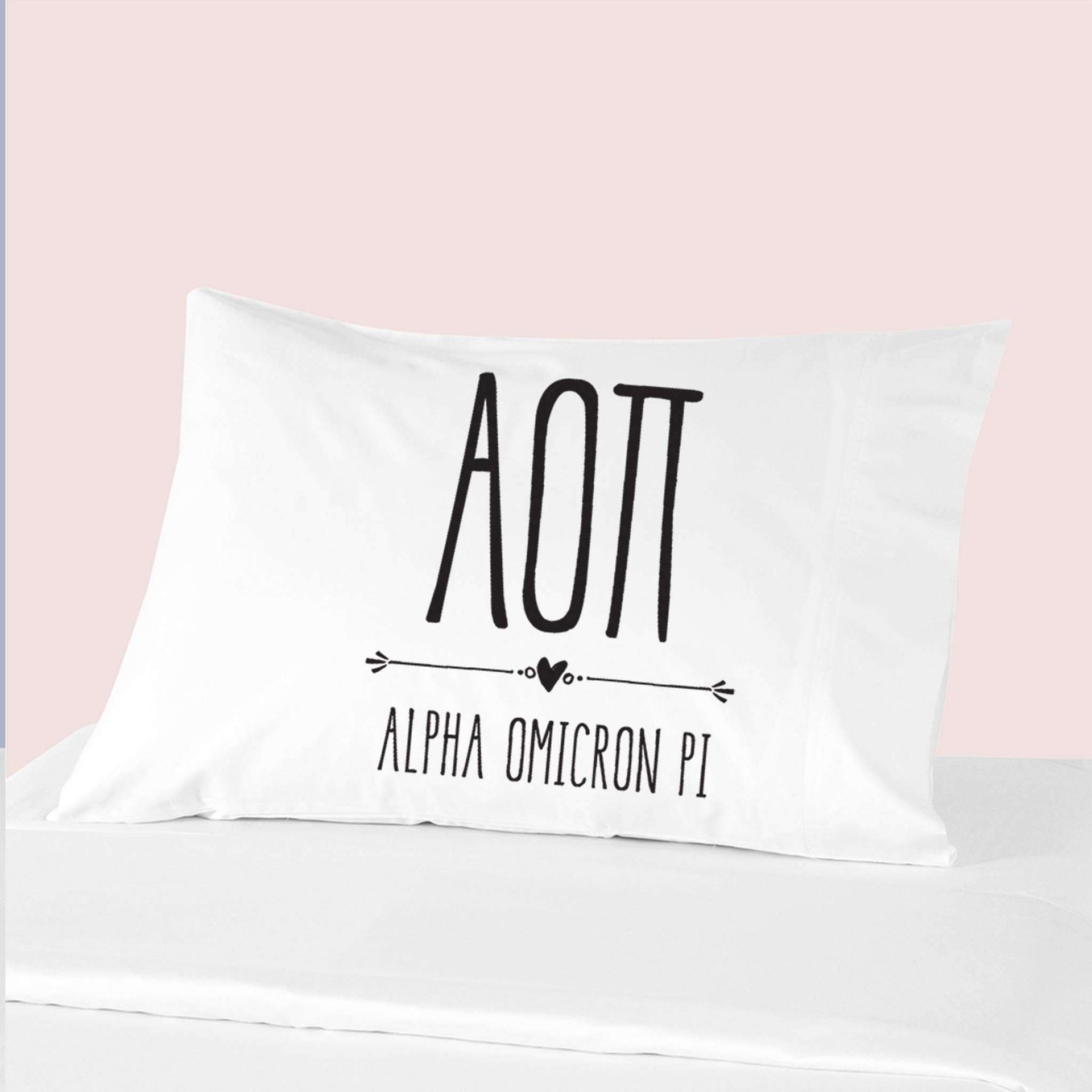 Sorority name and letters custom printed on pillowcase.