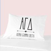 Sorority name and letters custom printed on pillowcase.