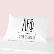 Sorority name and letters custom printed on pillowcase.