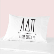 Sorority name and letters custom printed on pillowcase.