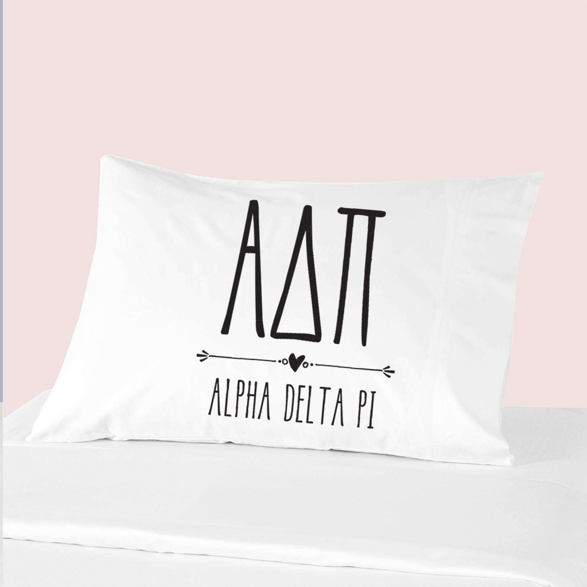 Sorority name and letters custom printed on pillowcase.