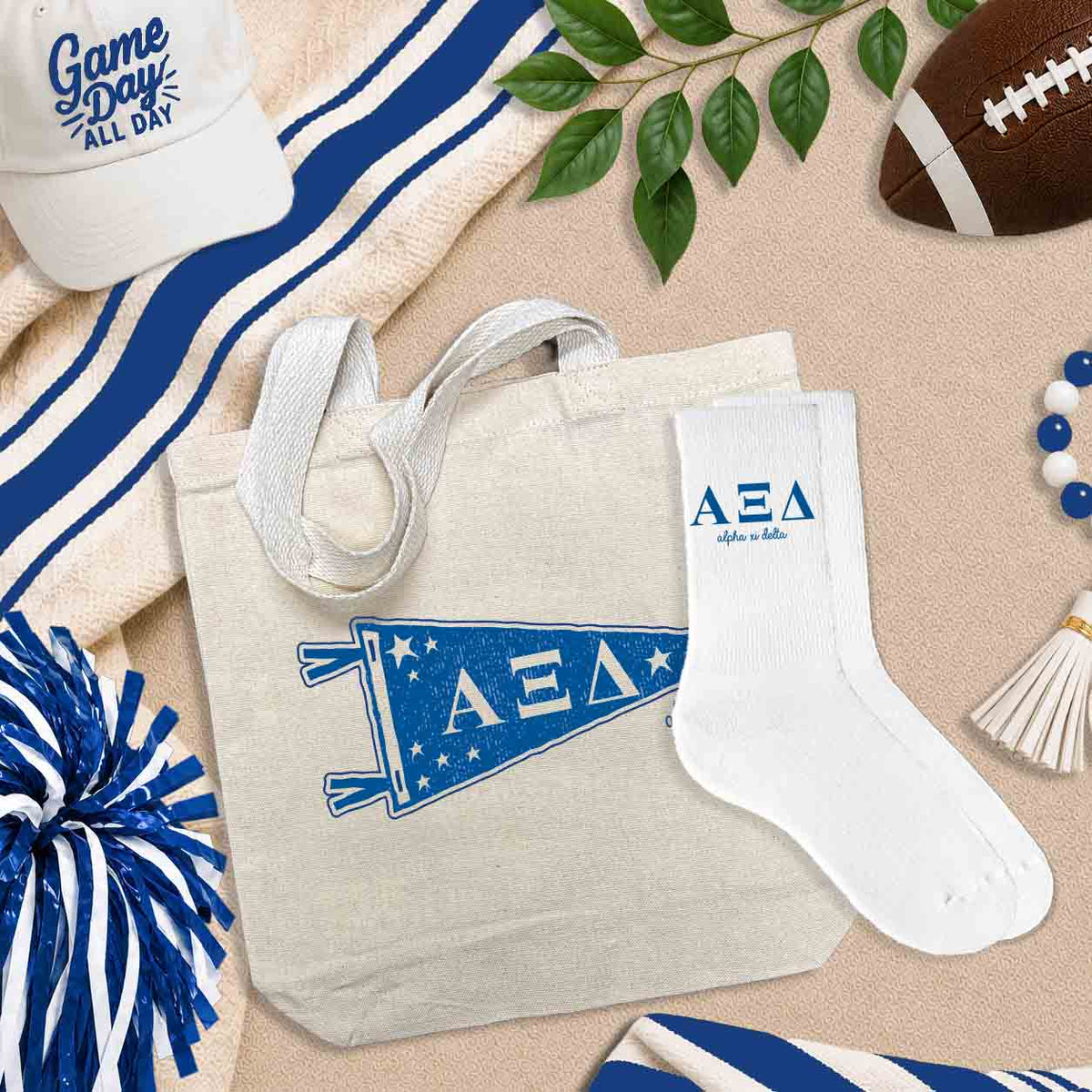 Alpha Xi Delta sorority accessories and gifts - bags, socks, totes, pillowcases and more