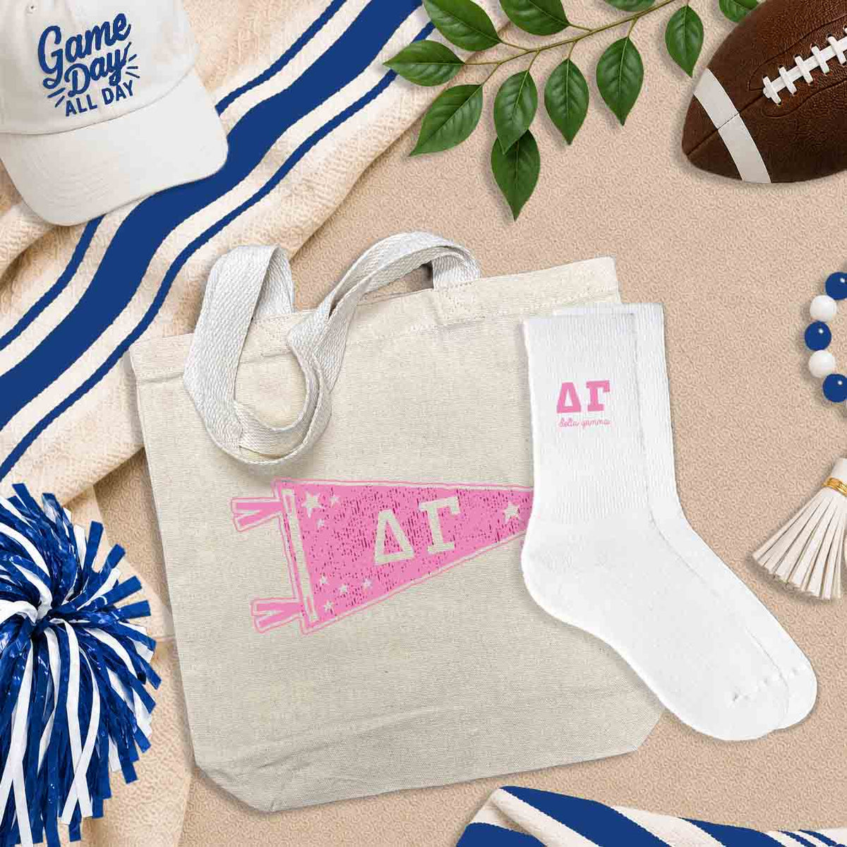 Delta Gamma gifts and accessories - totes, socks, bags, pillowcases and more