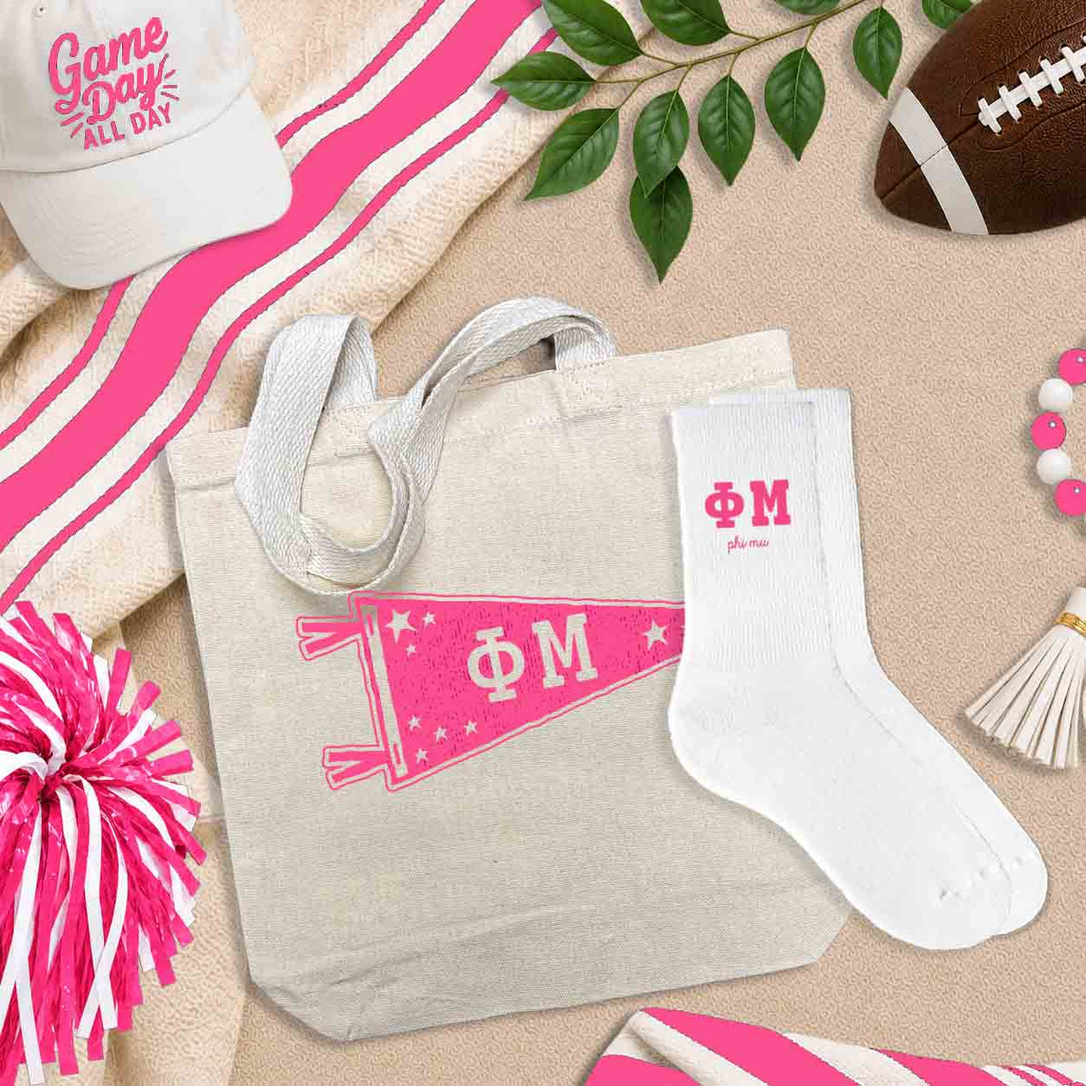Phi Mu gifts and accessories - totes, socks, bags, pillowcases and more