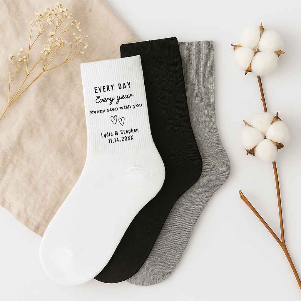 Personalized second anniversary cotton gifts - crew socks