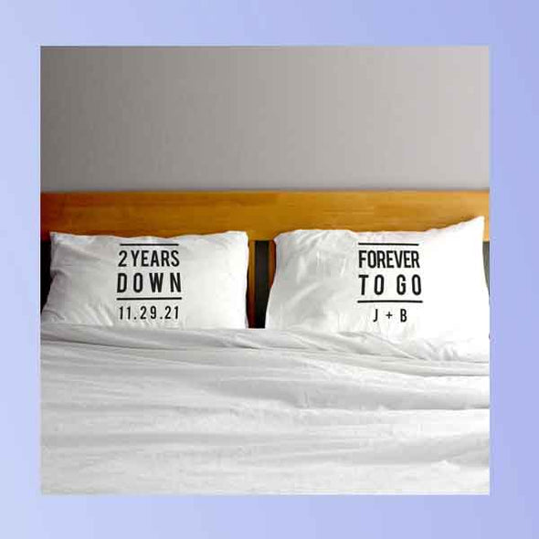 Sockprints specializes in personalizing other cotton printables including pillow case sets. 2 year anniversary pillowcases that are personalized with a wedding date and the couples initials make are great anniversary gift idea to celebrate the 2 years together.
