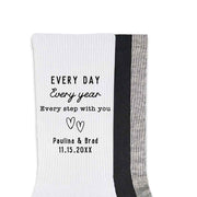 Personalized 2nd anniversary crew socks available in 3 colors