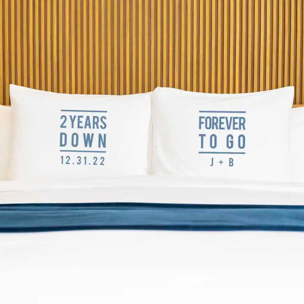 customized pillow cases for 2nd anniversary gift for couple celebrating 2 year anniversary