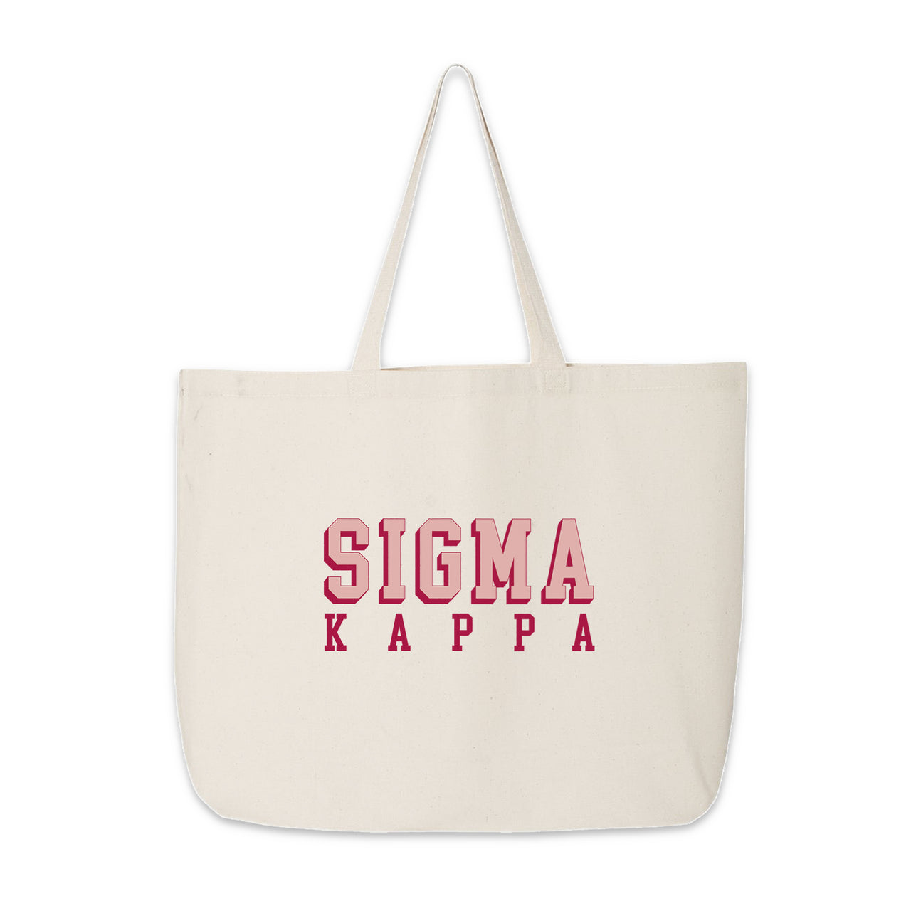 Sigma Kappa 3D design tote bag with bold Greek letters, shown on a white background.