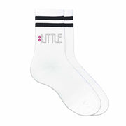 Sorority socks for your big or little with AP Greek letters printed on striped cotton crew socks.