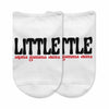 Alpha Gamma Delta sorority big and little design digitally printed on the top of white cotton no show socks.