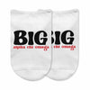 Fun Alpha Chi Omega no show socks custom printed for Bigs and Littles on white cotton no show socks.