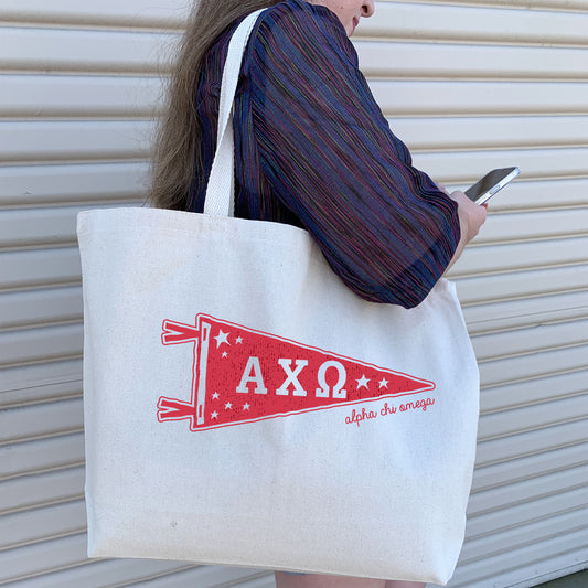 Alpha Chi Omega Large Pennant Tote lifestyle image