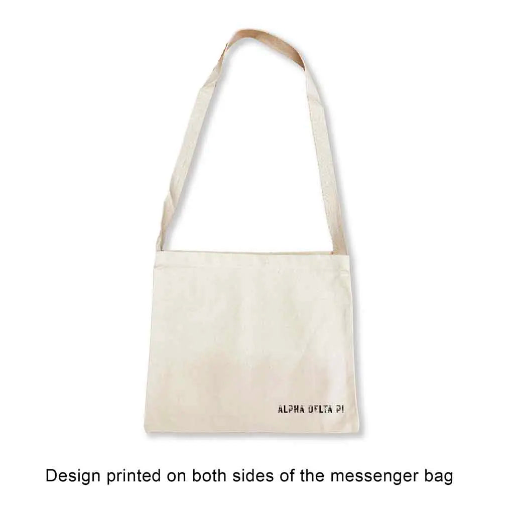 The ultimate Alpha Delta Pi messenger bag tote with a convenient crossbody strap!