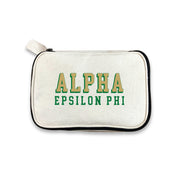 Alpha Epsilon Phi 3D Print Sorority Name Cosmetic Make Up Bag displayed on white background