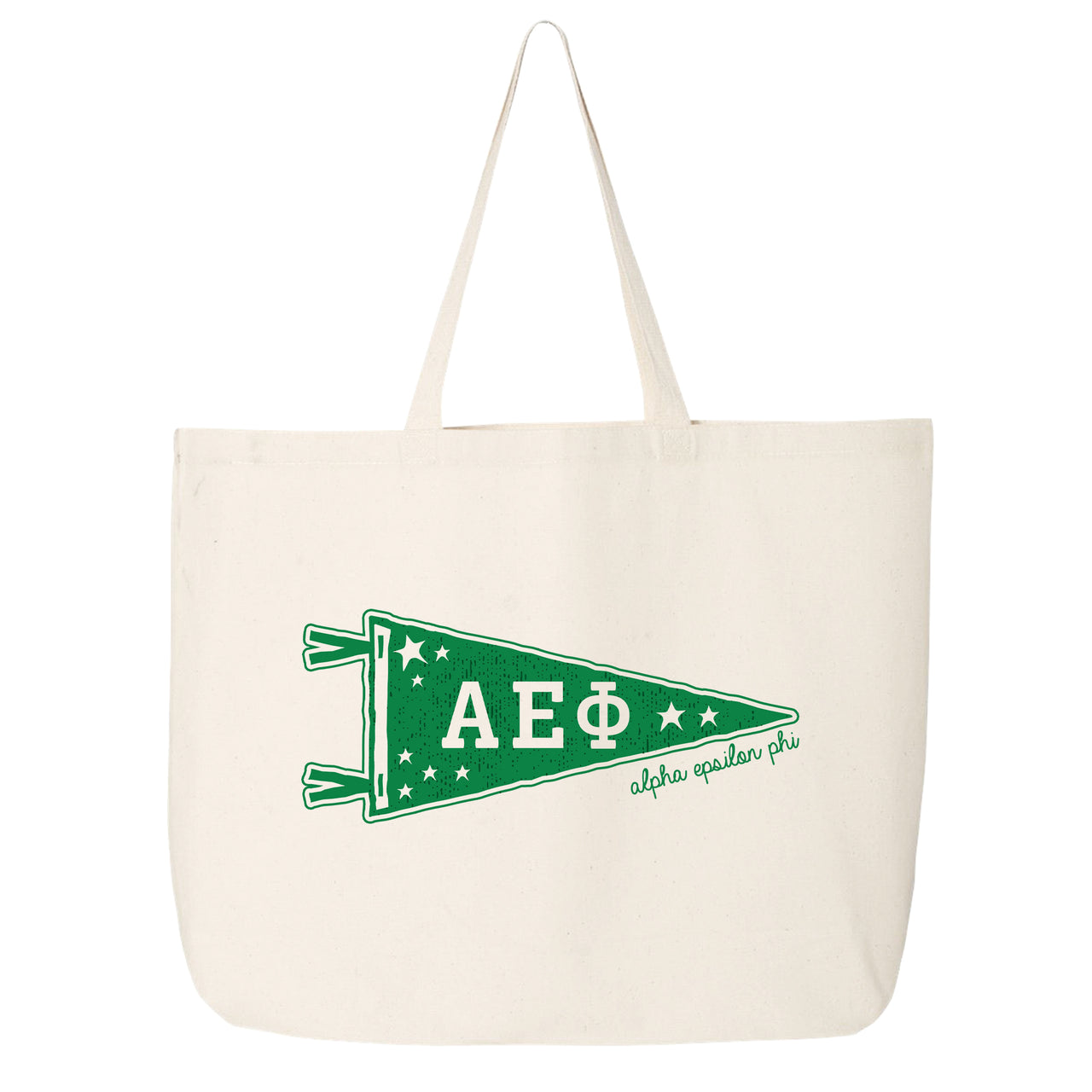 Alpha Epsilon Phi Large Pennant Tote on white background
