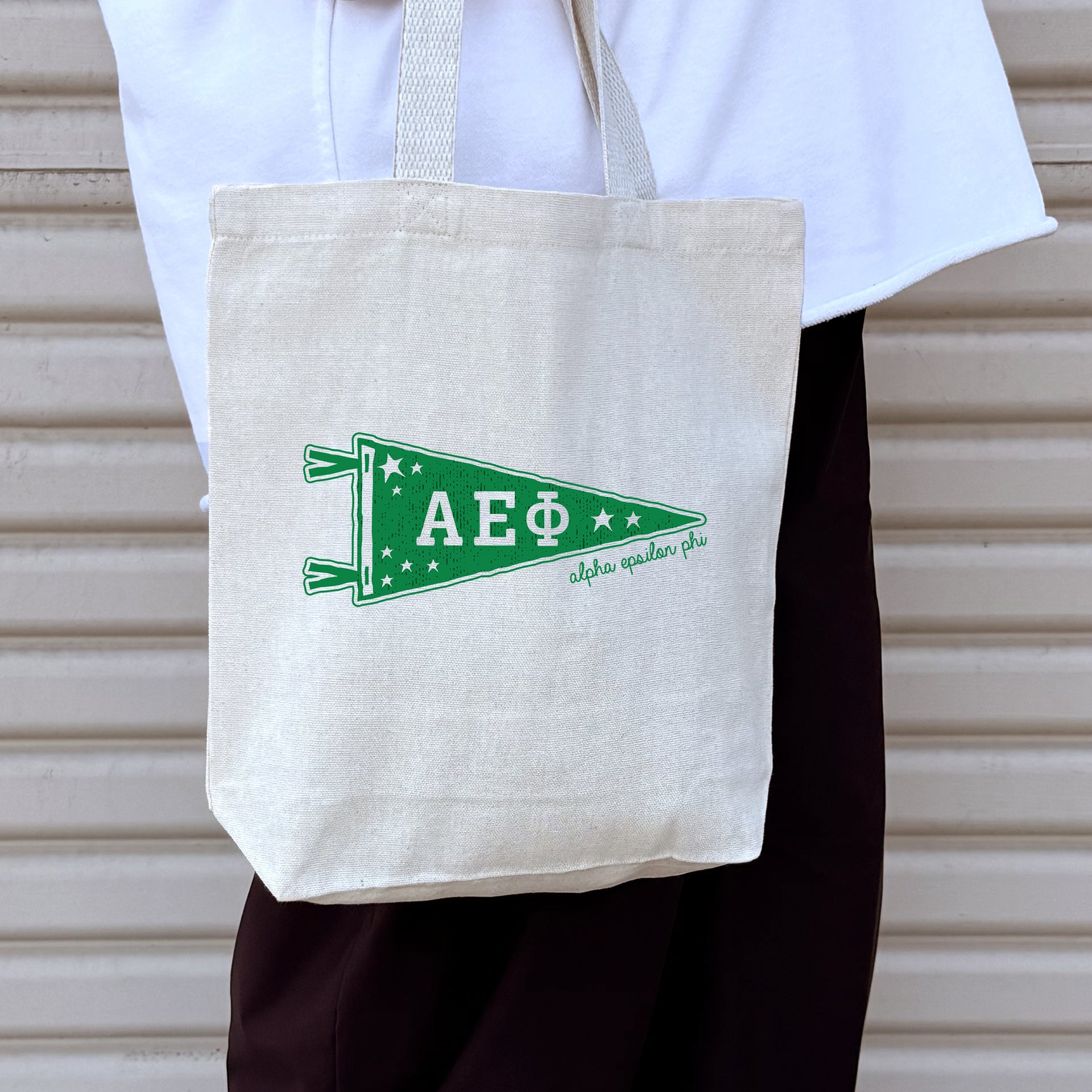 Alpha Epsilon Phi Medium Pennant Tote lifestyle image