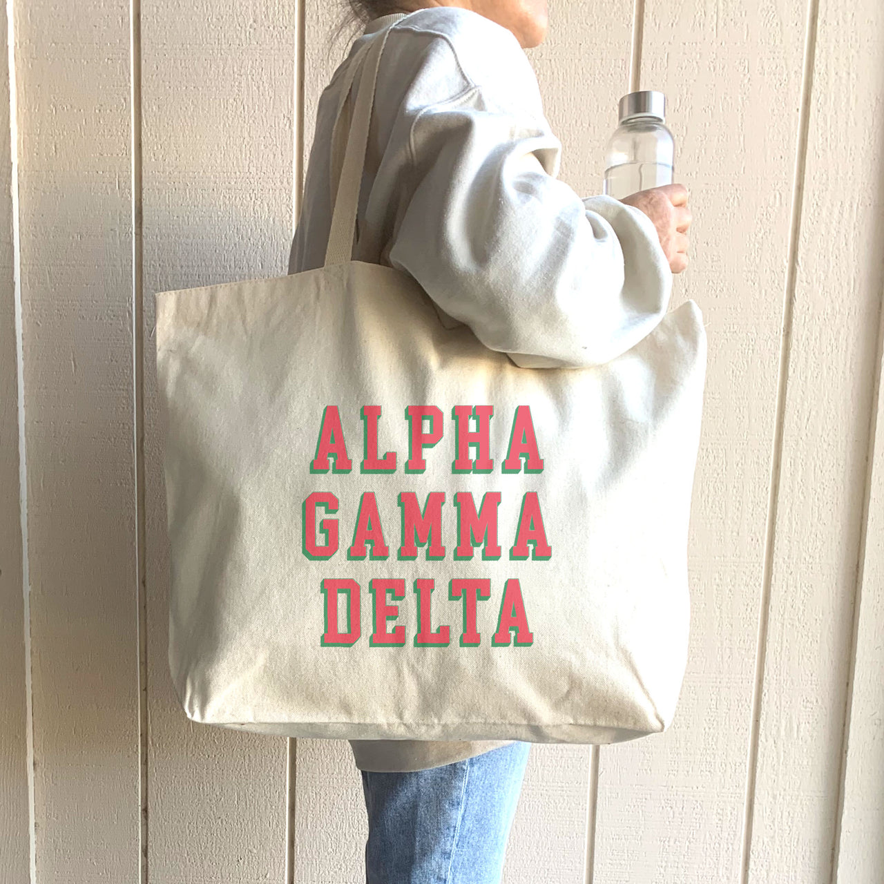 Alpha Gamma Delta 3D Style Sorority Name Canvas Tote Bag