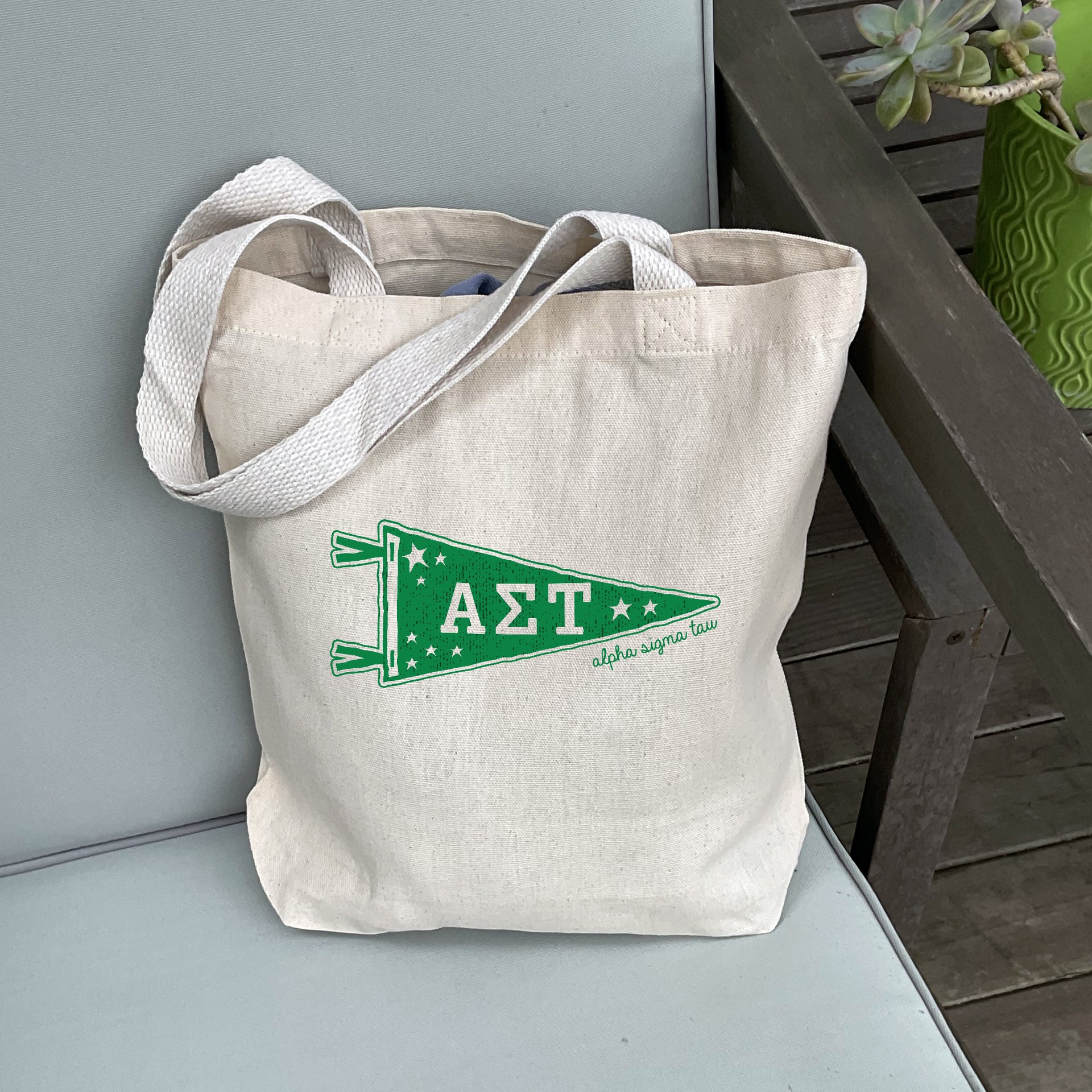 Alpha Sigma Tau Medium Pennant Tote lifestyle image