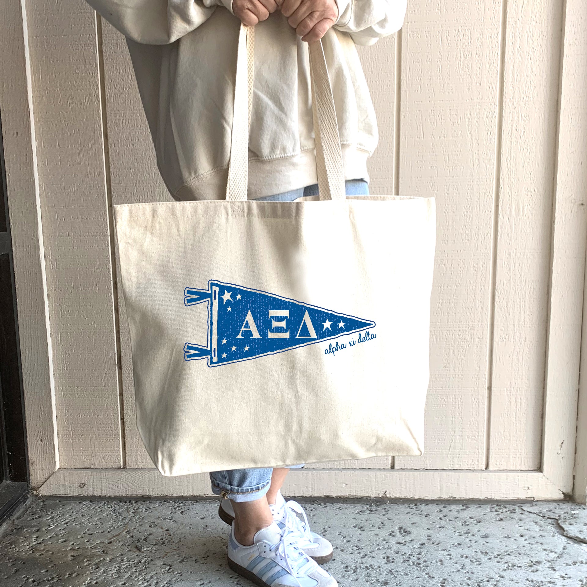 Alpha Xi Delta Large Pennant Tote lifestyle image