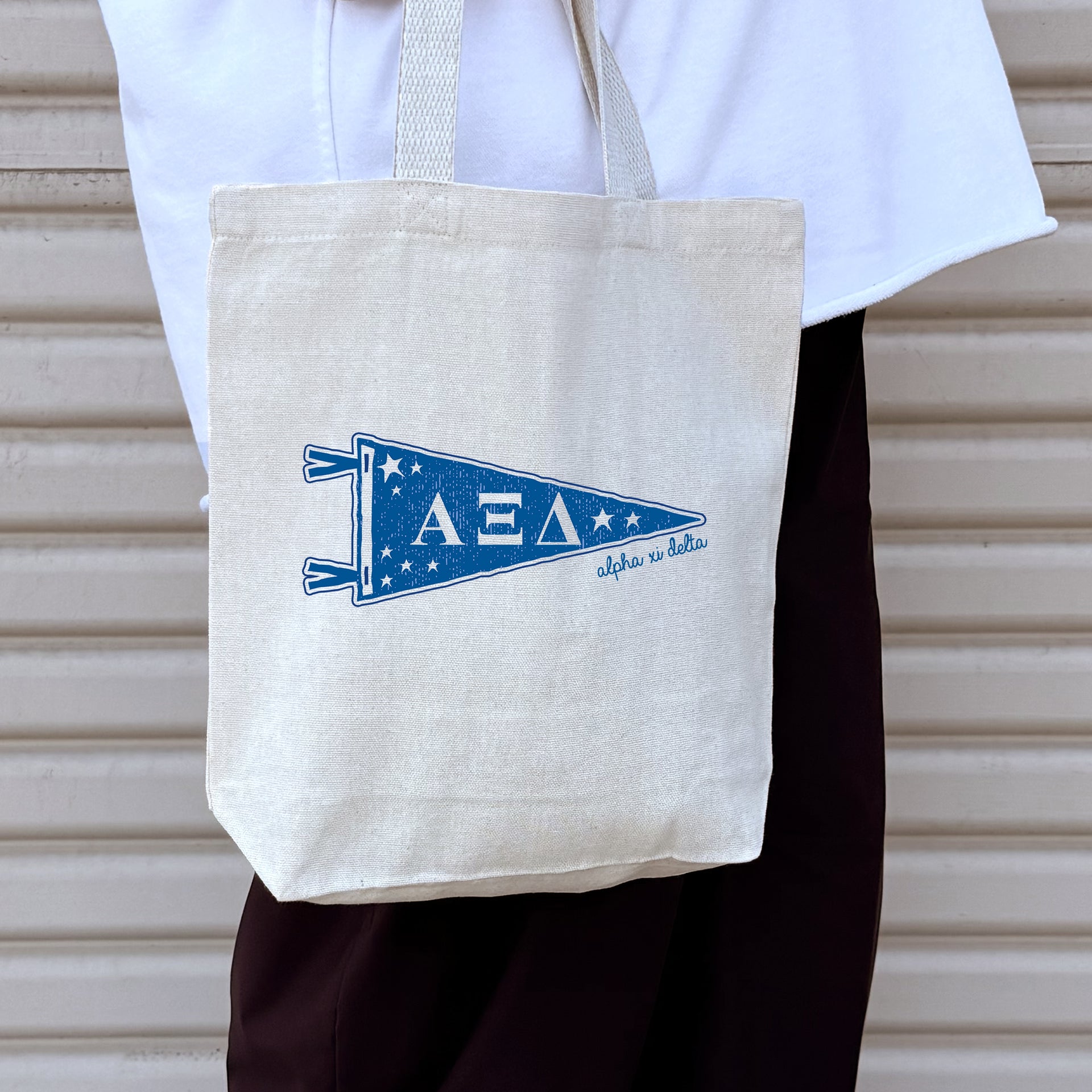 Alpha Xi Delta Medium Pennant Tote lifestyle image