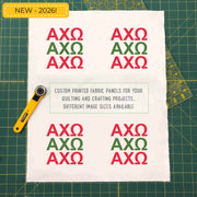New for 2026 sorority diy craft and sewing projects. Chi Omega quilt square fabric.
