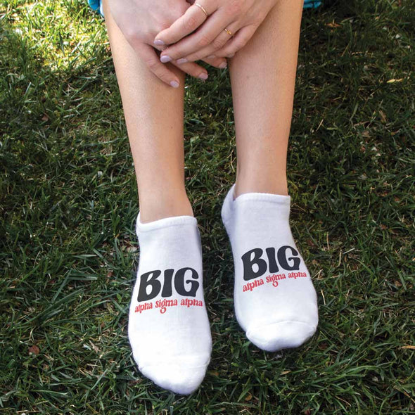 Fun Alpha Sigma Alpha no show socks for bigs and littles custom printed design makes a great gift for your sorority sisters.