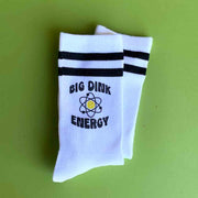 Our cute and trendy design is printed on the side of these white cotton pickleball crew socks. 