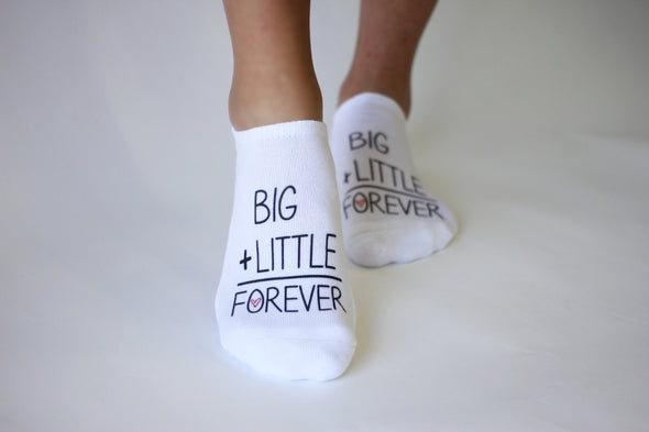 Big + Little = Forever Sorority No-Show Socks
