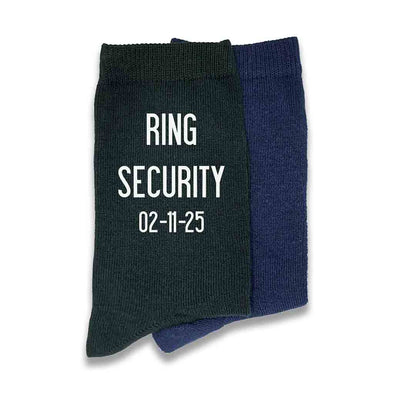 Ring Security personalized wedding flat knit dress socks for the ring bearer.