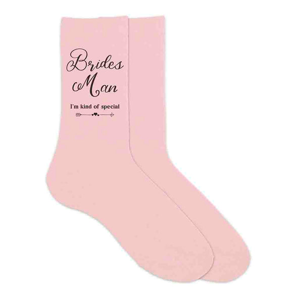 Wedding party socks for the brides man with I'm kind of special printed on the outside of both cotton socks is the perfect gift for your bridal party.