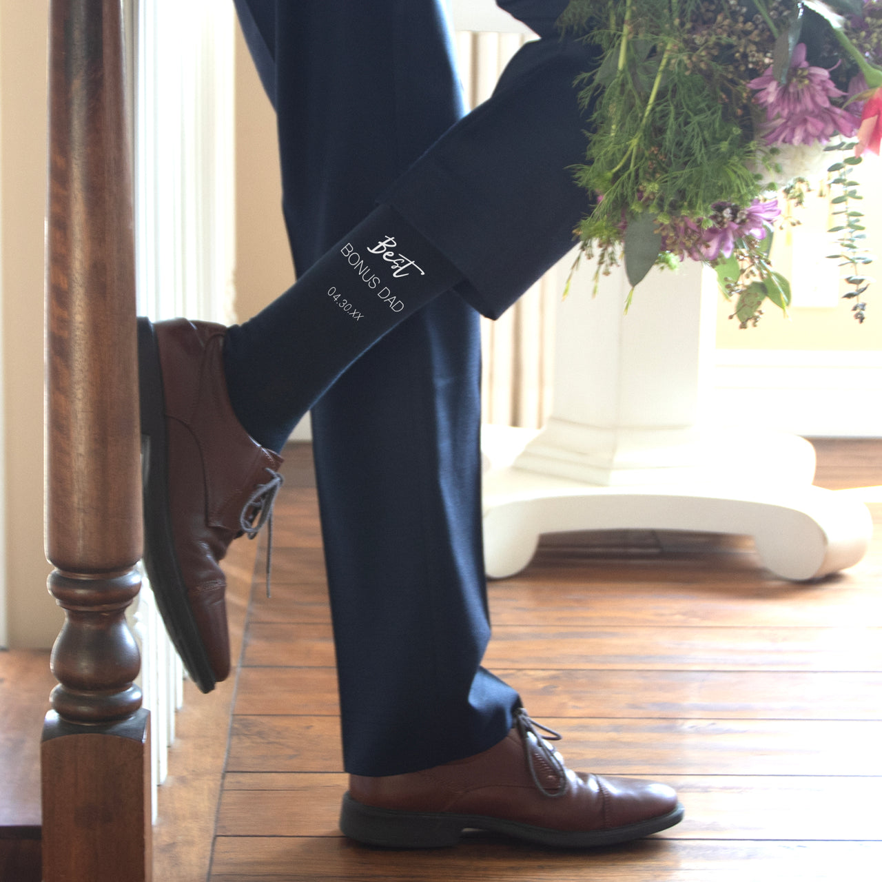 Personalized Bonus Dad Wedding Socks | Stepdad Father of the Bride Gift with Wedding Date